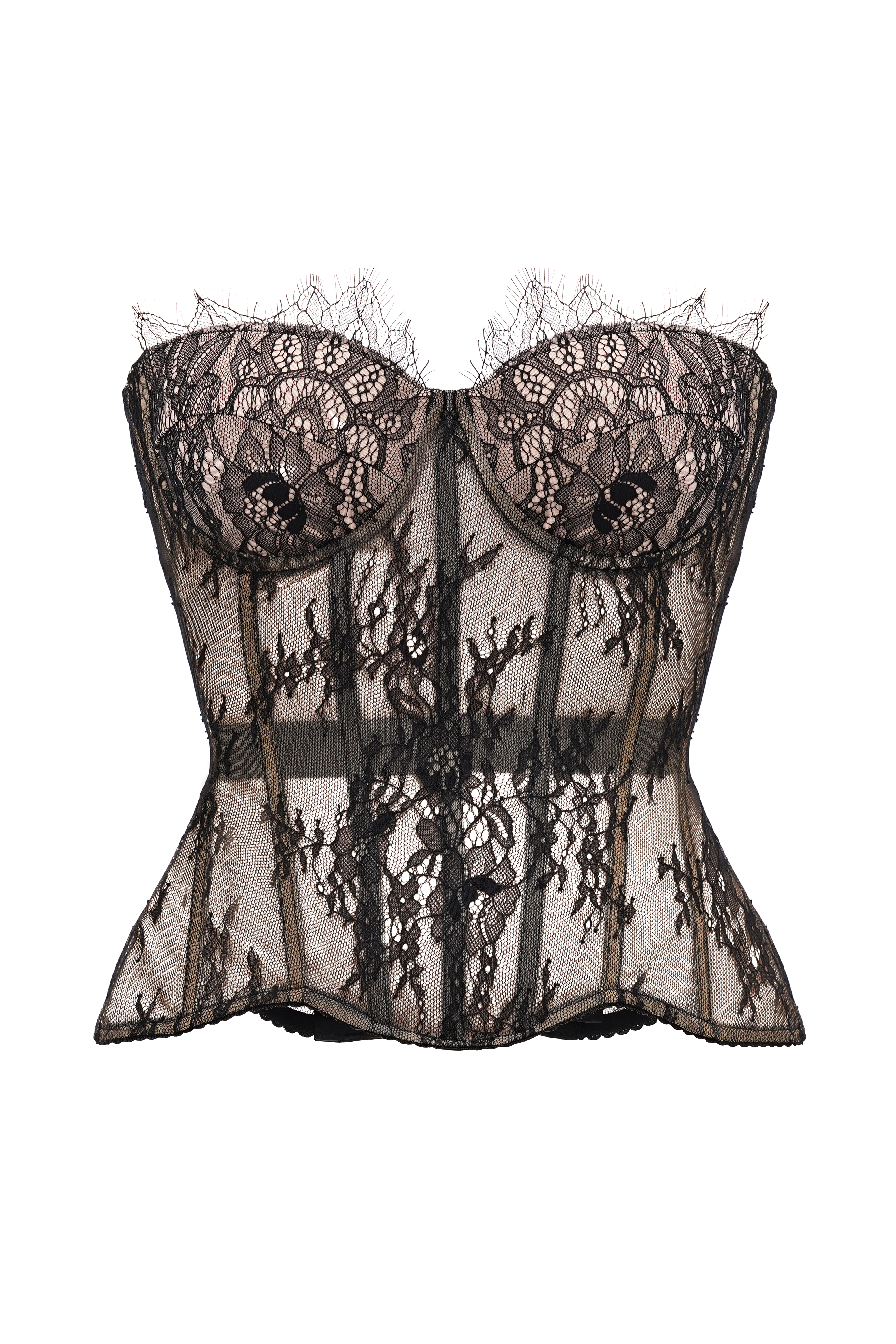 Buy a beige and black mesh corset 